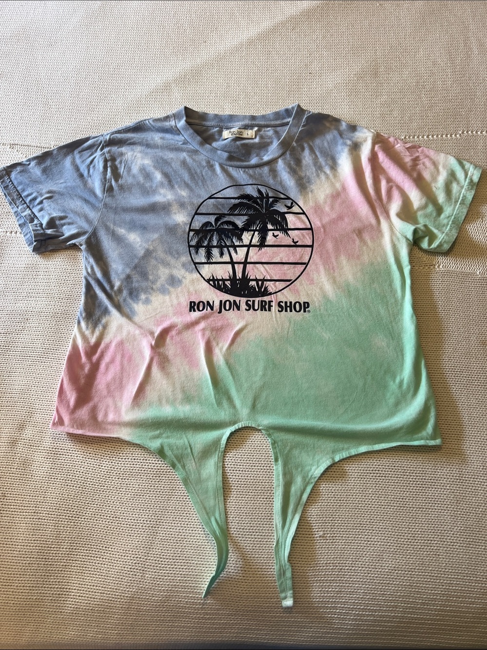 Ron Jon Tie-Dye Palm Graphic Tee in Blue, Pink & Green